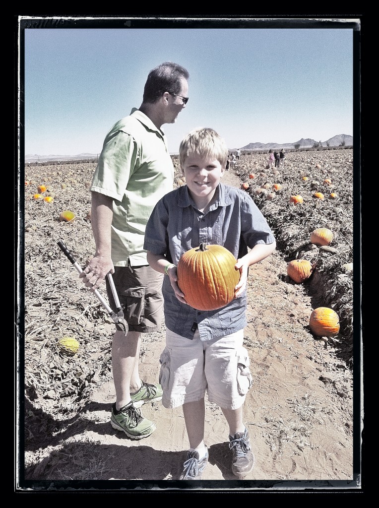 Keatyn picking his pumpkin.  Troy was the master clipper!